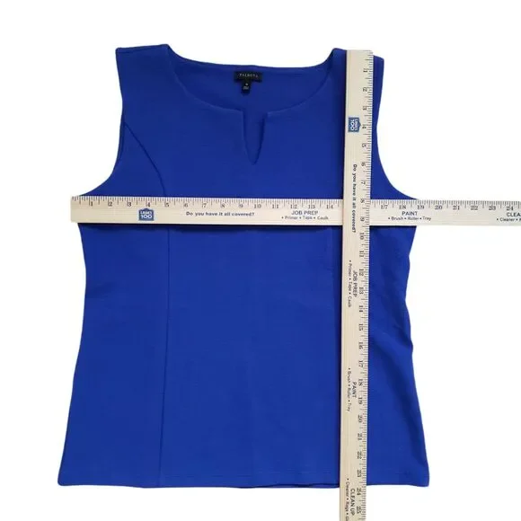 Talbots Blouse Medium Blue Sleeveless High Low Keyhole Top - Picture 5 of 8